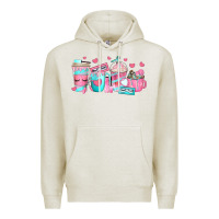 Oatmeal Heather lash hustler coffee cups Premium Hoodie - texasbilliewilder