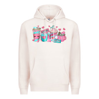 Pale Pink lash hustler coffee cups Premium Hoodie - texasbilliewilder