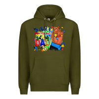 Army Green my child is non verbal but his dad aint afro hand Premium Hoodie - RanaPortraitStore