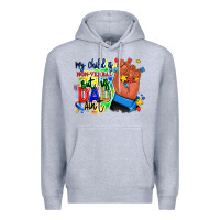 Heather Grey my child is non verbal but his dad aint afro hand Premium Hoodie - RanaPortraitStore