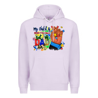 Lilac my child is non verbal but his dad aint afro hand Premium Hoodie - RanaPortraitStore