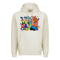 Oatmeal Heather my child is non verbal but his dad aint afro hand Premium Hoodie - RanaPortraitStore