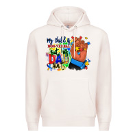 Pale Pink my child is non verbal but his dad aint afro hand Premium Hoodie - RanaPortraitStore