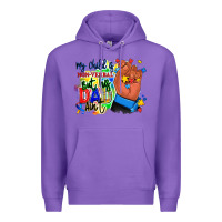 Purple my child is non verbal but his dad aint afro hand Premium Hoodie - RanaPortraitStore