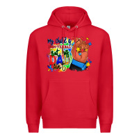 Red my child is non verbal but his dad aint afro hand Premium Hoodie - RanaPortraitStore