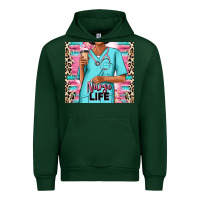Forest Green nurse life afro woman Urban Hoodie - RanaPortraitStore