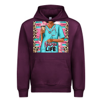 Mauve Wine nurse life afro woman Urban Hoodie - RanaPortraitStore