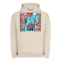 Pigment French Oak nurse life afro woman Urban Hoodie - RanaPortraitStore