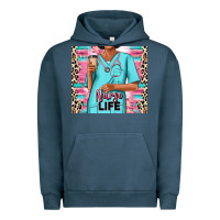 Pigment Midnight Navy nurse life afro woman Urban Hoodie - RanaPortraitStore