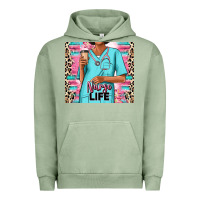 Pigment Oil Green nurse life afro woman Urban Hoodie - RanaPortraitStore