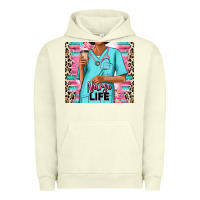 Pigment Pistachio nurse life afro woman Urban Hoodie - RanaPortraitStore