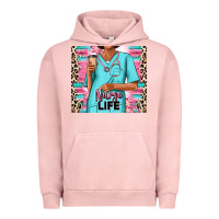 Pigment Salmon nurse life afro woman Urban Hoodie - RanaPortraitStore