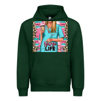Forest Green nurse life blonde woman Urban Hoodie - RanaPortraitStore
