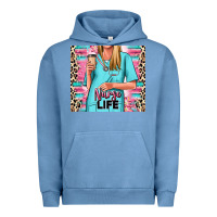 Pigment Pebble Blue nurse life blonde woman Urban Hoodie - RanaPortraitStore