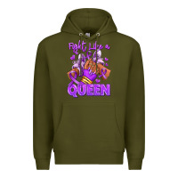 Army Green fight like a queen lupus awareness afro girl sneak Premium Hoodie - RanaPortraitStore