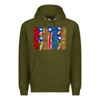 Army Green puerto rico republic brushstrokes Premium Hoodie - RanaPortraitStore
