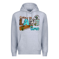 Heather Grey living on lake time Premium Hoodie - texasbilliewilder