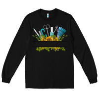 Black customize nail tools with sunflower Long Sleeve Tee - BarkalooDesign