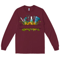 Burgundy customize nail tools with sunflower Long Sleeve Tee - BarkalooDesign