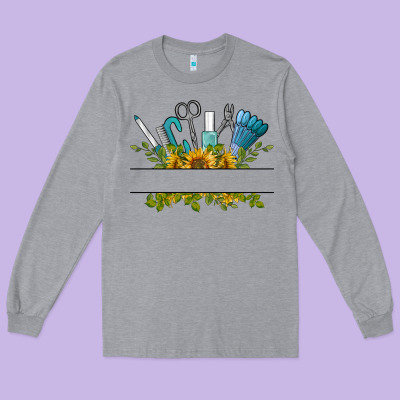 Customize Nail Tools With Sunflower Long Sleeve Tee Designed By Barkaloodesign
