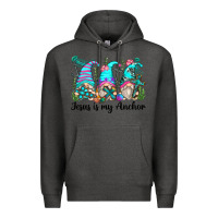Charcoal Heather jesus is my anchor gnomes Premium Hoodie - Zillion Design Studio