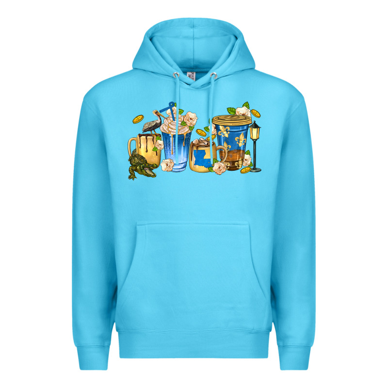 Louisiana Coffee Cups Premium Hoodie by texasbilliewilder | Teevron