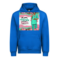 Cobalt she works willingly with her hands afro nurse Urban Hoodie - RanaPortraitStore