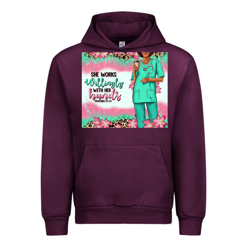 She Works Willingly With Her Hands Afro Nurse Urban Hoodie by RanaPortraitStore | Teevron