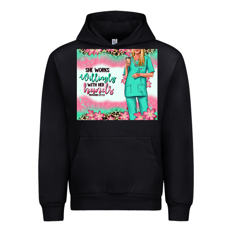 She Works Willingly With Her Hands Blonde Nurse Urban Hoodie by RanaPortraitStore | Teevron