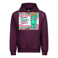 Mauve Wine she works willingly with her hands blonde nurse Urban Hoodie - RanaPortraitStore