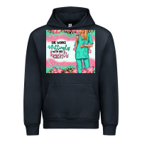 Navy she works willingly with her hands blonde nurse Urban Hoodie - RanaPortraitStore