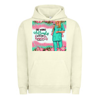 Pigment Pistachio she works willingly with her hands blonde nurse Urban Hoodie - RanaPortraitStore