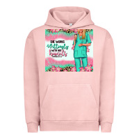 Pigment Salmon she works willingly with her hands blonde nurse Urban Hoodie - RanaPortraitStore