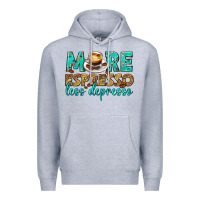 Heather Grey more espresso less depresso western Premium Hoodie - texasbilliewilder