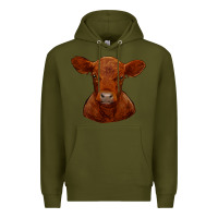 Army Green red angus calf Premium Hoodie - RanaPortraitStore