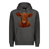 Charcoal Heather red angus calf Premium Hoodie - RanaPortraitStore