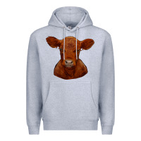 Heather Grey red angus calf Premium Hoodie - RanaPortraitStore