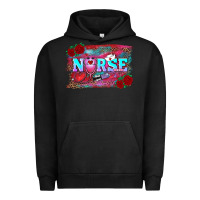 Pigment Black valentines day nurse with leopard and turquoise ba Urban Hoodie - RanaPortraitStore