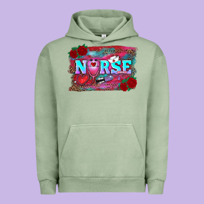 Valentines Day Nurse With Leopard And Turquoise Ba Urban Hoodie Designed By Ranaportraitstore