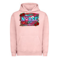 Pigment Salmon valentines day nurse with leopard and turquoise ba Urban Hoodie - RanaPortraitStore