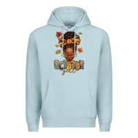 Blue Mist october girl afro woman fall Premium Hoodie - texasbilliewilder