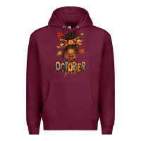 Burgundy october girl afro woman fall Premium Hoodie - texasbilliewilder