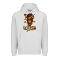 Dove Grey october girl afro woman fall Premium Hoodie - texasbilliewilder