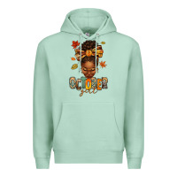 Seafoam october girl afro woman fall Premium Hoodie - texasbilliewilder