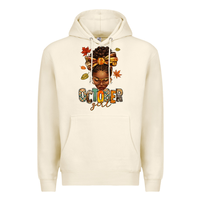 October Girl Afro Woman Fall Premium Hoodie by texasbilliewilder | Teevron