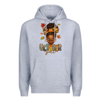 Heather Grey october girl afro woman fall Premium Hoodie - texasbilliewilder