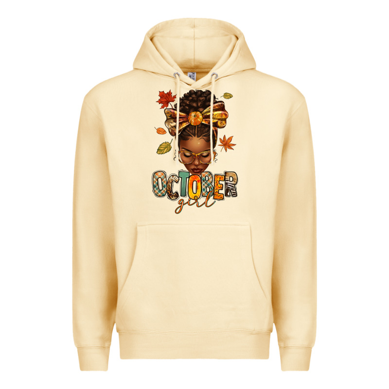 October Girl Afro Woman Fall Premium Hoodie by texasbilliewilder | Teevron