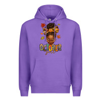 Purple october girl afro woman fall Premium Hoodie - texasbilliewilder