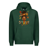 Sports Green october girl afro woman fall Premium Hoodie - texasbilliewilder