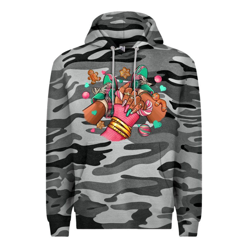 Pink Christmas Black Girl Sneakers Premium Hoodie by RanaPortraitStore | Teevron
